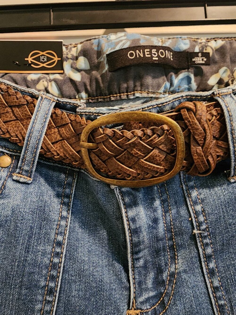 One5One Denim Crop Jeans with Braided Belt – Size 6 – NWT - Picture 5 of 14